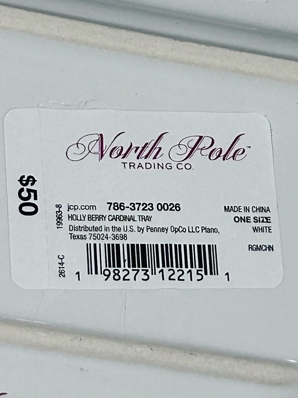 North Pole Trading Co Holly Berry Cardinal Ceramic Serving Platter Tray 14x8 NEW